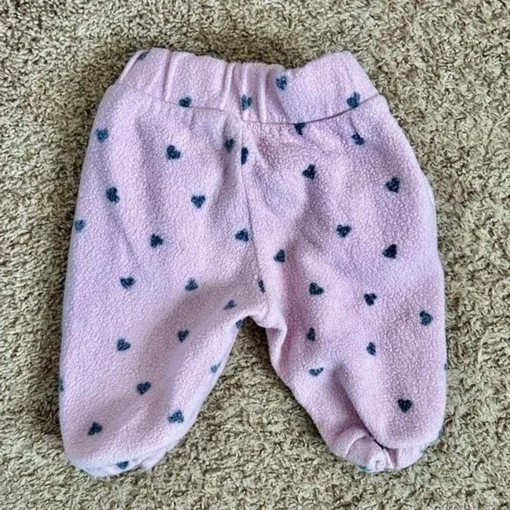 Cat & Jack I Baby Girls Pink Fleece Heart Sweatshirt Pants Set I 12‎ Months - Picture 7 of 7
